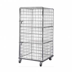 Wholesale Hotel Roll Cage Trolley with 2 Removable Shelves & Lockable Door - 副本
