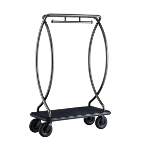 Wholesale Grey PVD Hotel Luggage Trolley | 304 Stainless Steel Bellman Cart for 5-Star Hotels